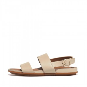 Beige Fitflop Gracie Leather Women's Back-Strap Sandals | UAE-5801-FUXAP