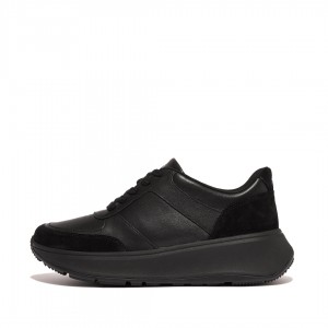 Black Fitflop F-Mode Flatforms Women's Sneakers | UAE-6523-FKYOU