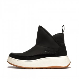 Black Fitflop F-Mode Nubuck Mix Flatform Bootie Women's Sneakers | UAE-3762-AGIEX