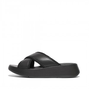 Black Fitflop F-Mode Slides Women's Slides | UAE-3570-SGIWM