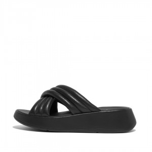 Black Fitflop F-Mode Slides Women's Slides | UAE-3087-KONCZ