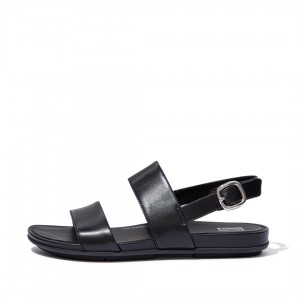 Black Fitflop Gracie Leather Women's Back-Strap Sandals | UAE-7238-HDRXO