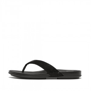 Black Fitflop Gracie Microfibre Women's Flip Flops | UAE-3681-PWNGQ