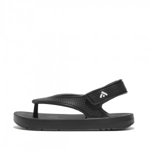 Black Fitflop Iqushion Eva Back Straps Kids' Flip Flops | UAE-3975-LJEBW