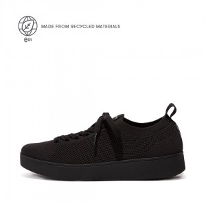 Black Fitflop Rally E01 Multi Knit Women's Sneakers | UAE-8172-GSKFQ