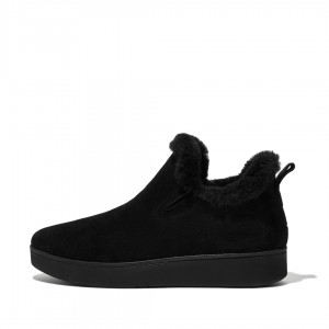 Black Fitflop Rally Slip On Women's Sneakers | UAE-6845-CBHEF