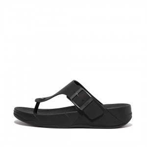 Black Fitflop Trakk Ii Nubuck Toe Men's Thongs | UAE-5107-AIZEB