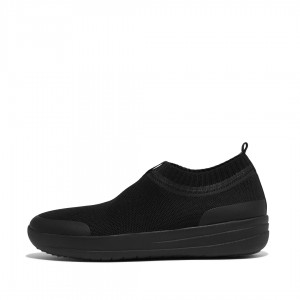 Black Fitflop Uberknit Nylon Mix Knit Tpu Rubber Women's Sneakers | UAE-6123-BDMZL