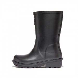 Black Fitflop Wonderwelly Welly Kids' Rubber Boots | UAE-5986-ZHXNE