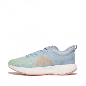 Blue Fitflop Ff-Runner Poly Pu Tpu Women's Sneakers | UAE-8250-AQCMP