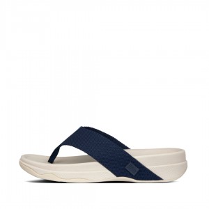 Blue Fitflop Surfer Polyester Men's Toe-Post Sandals | UAE-4386-SBCJO