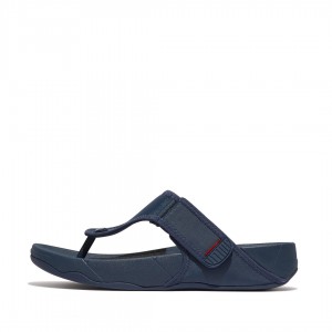 Blue Fitflop Trakk Ii Polyester Faux Toe Men's Thongs | UAE-0857-VSGKE