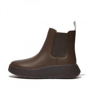 Brown Fitflop F-Mode Flatform Women's Chelsea Boots | UAE-3762-QCBWG