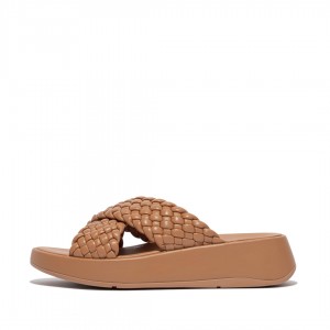 Brown Fitflop F-Mode Slides Women's Slides | UAE-0125-ZEBWD