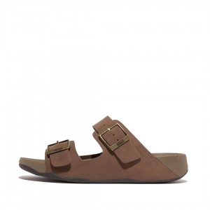 Brown Fitflop Gogh Moc Nubuck Men's Slides | UAE-8430-NSTMV