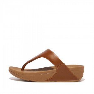 Brown Fitflop Lulu Leather Women's Toe-Post Sandals | UAE-9183-TLWHB