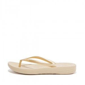 Gold Fitflop Iqushion Ergonomc Women's Flip Flops | UAE-7436-BAMIC