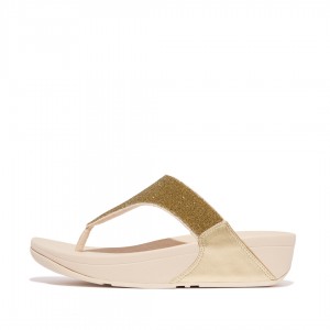 Gold Fitflop Lulu Microfibre Faux Leather (Pu) Thongs Women's Toe-Post Sandals | UAE-6074-XQSDU