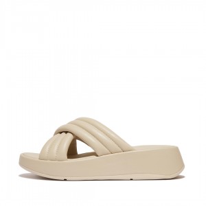 Grey Beige Fitflop F-Mode Slides Women's Slides | UAE-7152-PTOGI