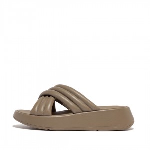 Grey Beige Fitflop F-Mode Slides Women's Slides | UAE-9746-EQALW