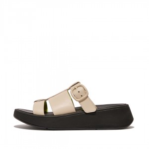 Grey / Yellow Fitflop F-Mode Slides Women's Slides | UAE-2536-IBEQY