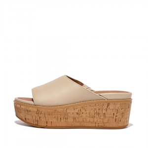 Light Beige Fitflop Eloise Cork Wrap Women's Wedge Sandals | UAE-6248-TOJIR