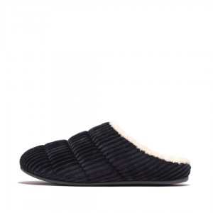 Navy Fitflop Chrissie Corduroy Polyester Women's Slippers | UAE-6281-OERLD