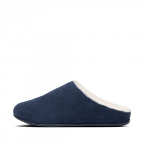 Navy Fitflop Chrissie Shearling Women's Slippers | UAE-2148-DHQXL