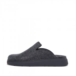 Navy Fitflop Gen-Ff Felt Polyester Men's Mules | UAE-9258-MPEOA