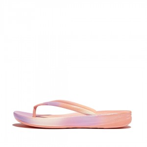 Pink Fitflop Iqushion Snake Embossed Rubber Tpu Women's Flip Flops | UAE-1839-RMLOB