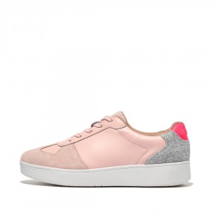 Pink Light Blue / Grey Fitflop Rally Panel Women's Sneakers | UAE-1370-YAOHG