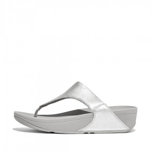 Silver Fitflop Lulu Leather Women's Toe-Post Sandals | UAE-6071-LJPGT