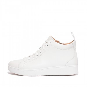 White Fitflop Rally High Top Women's Sneakers | UAE-9104-NSFKT