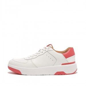 White / Pink Fitflop Rally-Evo Women's Sneakers | UAE-1596-ZXJWE