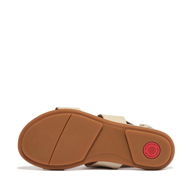 Beige Fitflop Gracie Leather Women's Back-Strap Sandals | UAE-5801-FUXAP