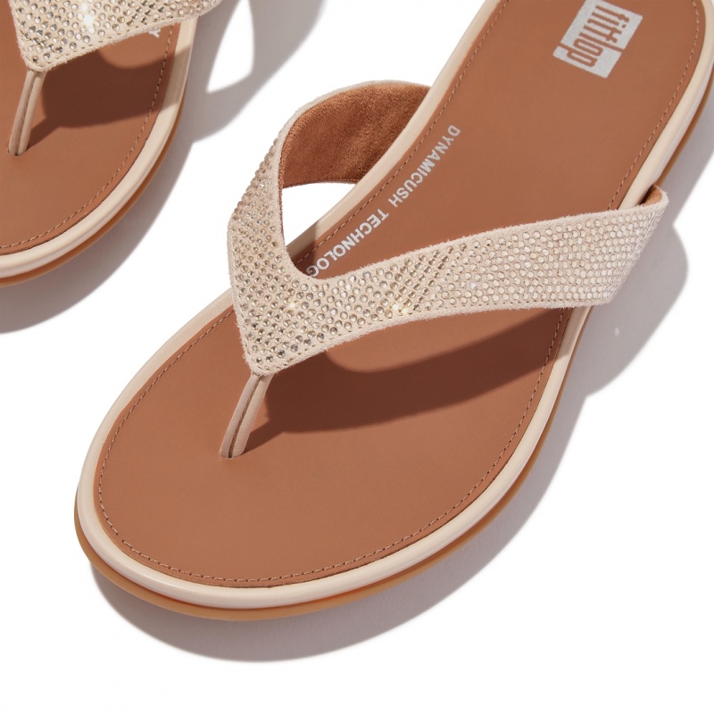 Beige Fitflop Gracie Microfibre Women's Flip Flops | UAE-8716-XRADC