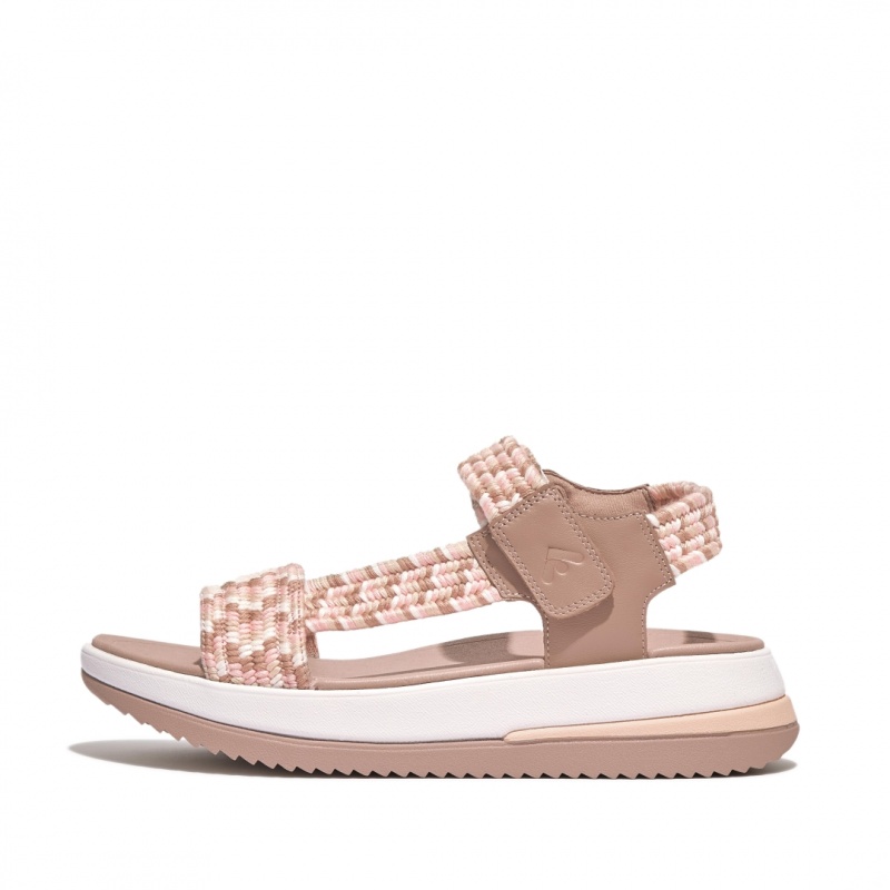 Beige Fitflop Surff Cotton Webbing Back Strap Women\'s Sandals | UAE-4153-TBNIX