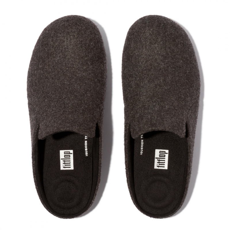 Black Fitflop Chrissie Felt Polyester Women's Slippers | UAE-0614-WNRZS