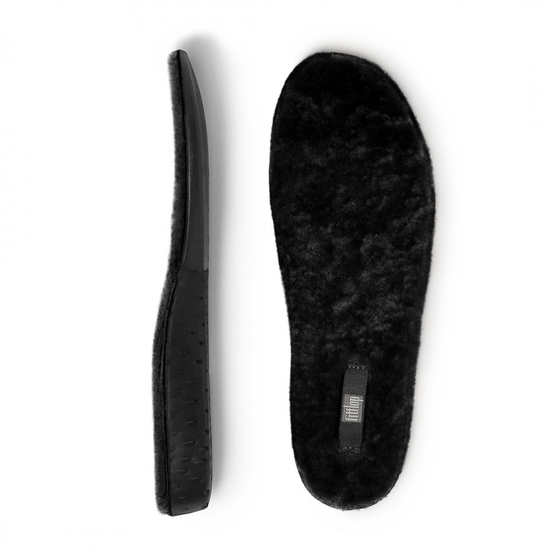 Black Fitflop Chrissie Shearling Slippers Women's Insoles | UAE-8679-PGACI