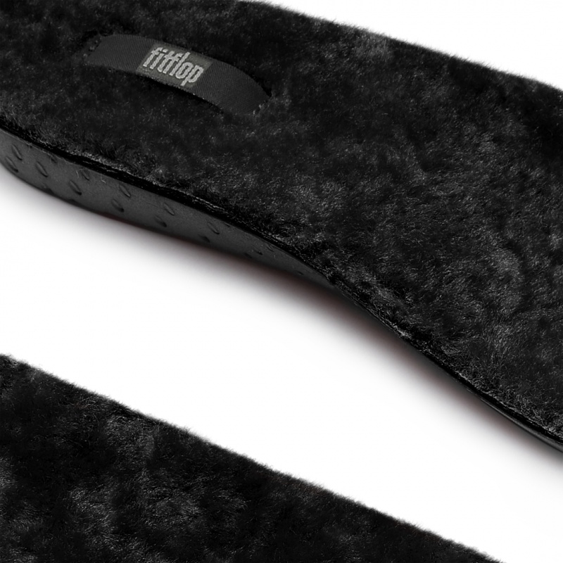 Black Fitflop Chrissie Shearling Slippers Women's Insoles | UAE-8679-PGACI