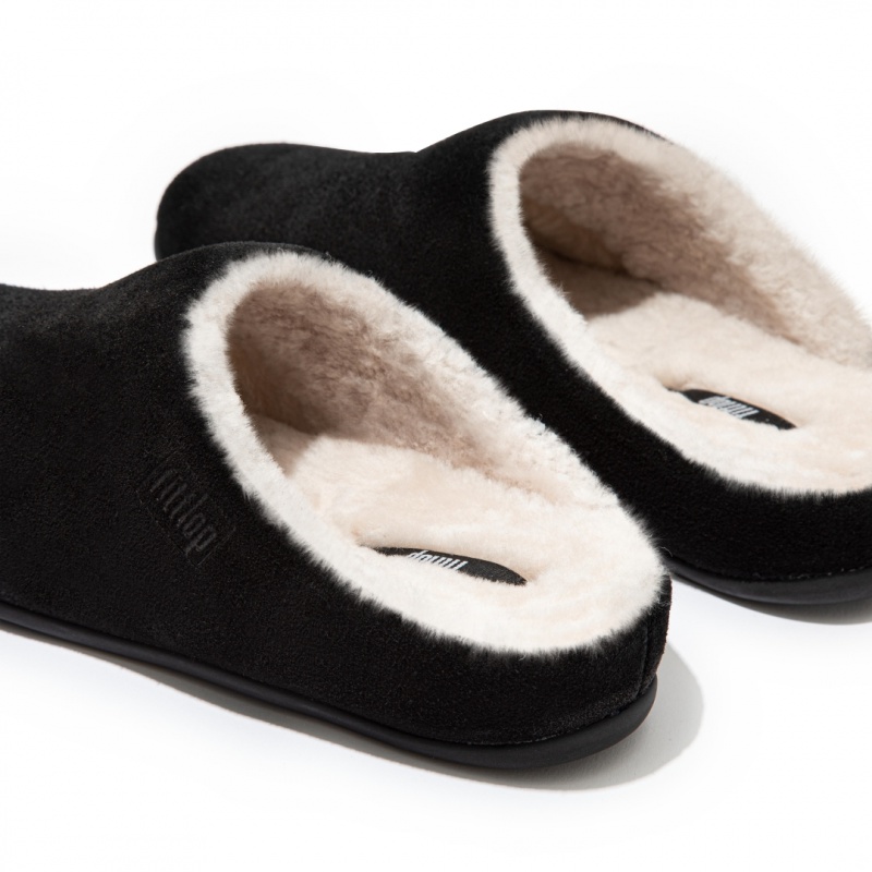 Black Fitflop Chrissie Shearling Women's Slippers | UAE-5892-UVBFX