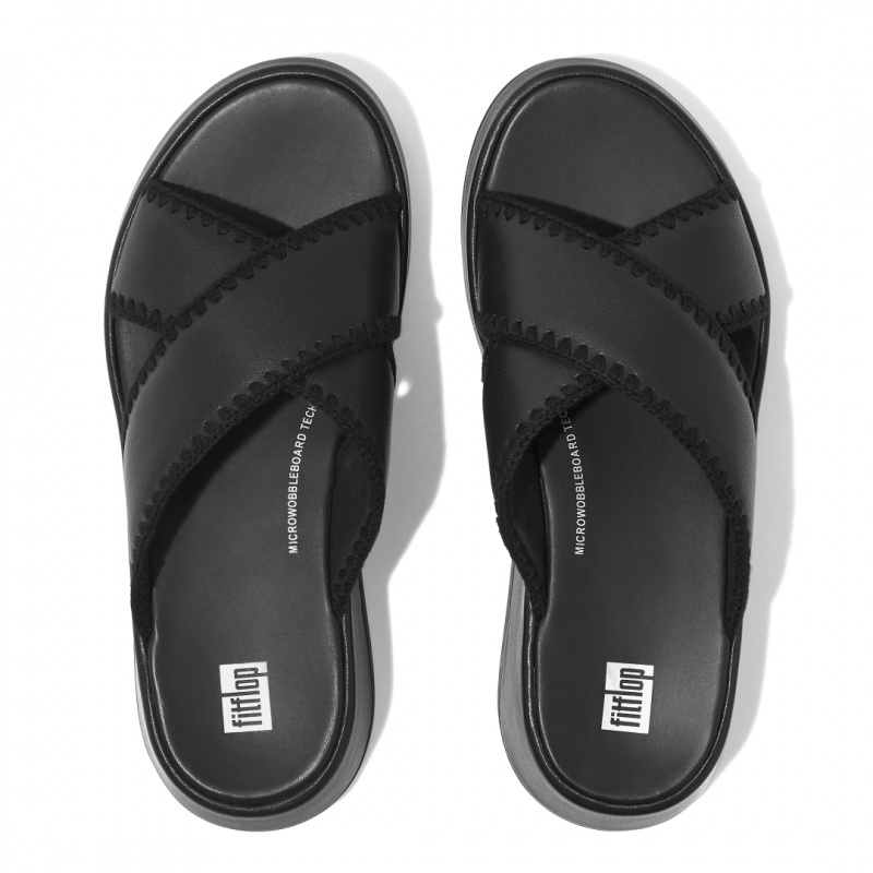 Black Fitflop F-Mode Slides Women's Slides | UAE-3570-SGIWM