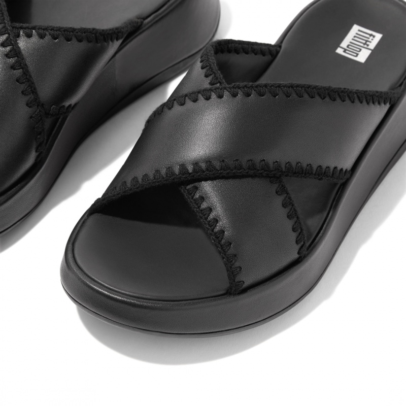 Black Fitflop F-Mode Slides Women's Slides | UAE-3570-SGIWM