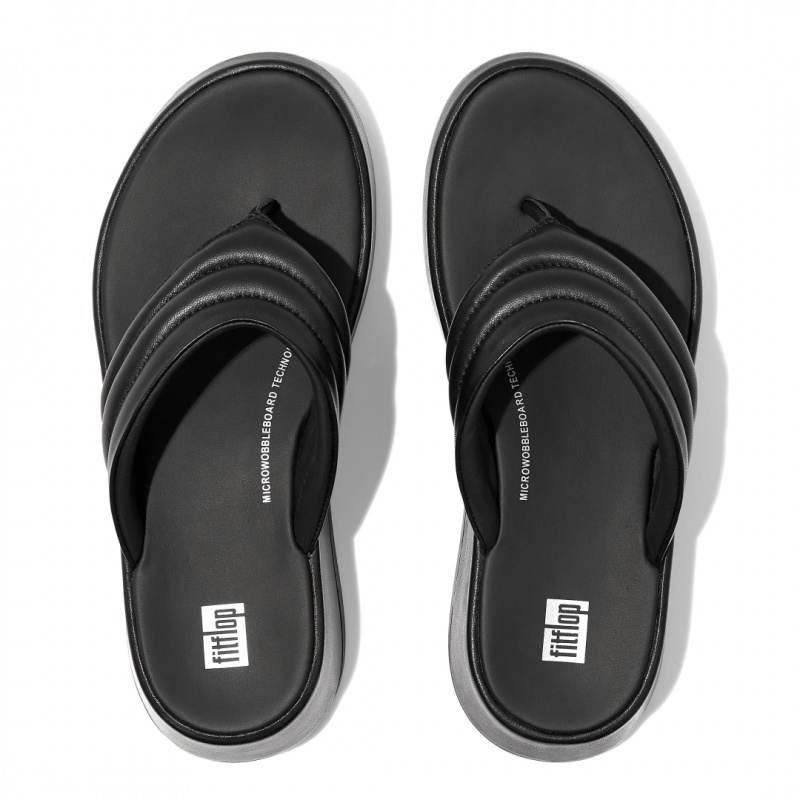 Black Fitflop F-Mode Toe Thongs Women's Thongs | UAE-8349-KBLQW