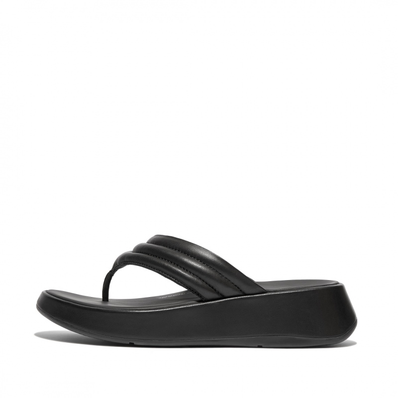 Black Fitflop F-Mode Toe Thongs Women\'s Thongs | UAE-8349-KBLQW