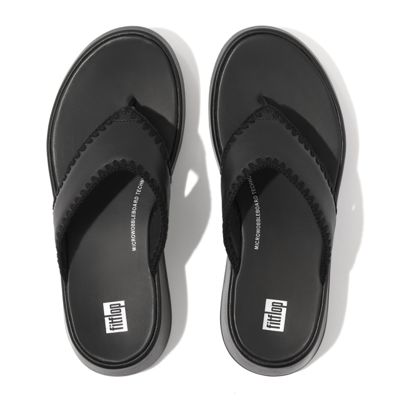 Black Fitflop F-Mode Toe Thongs Women's Thongs | UAE-0289-JDCOU