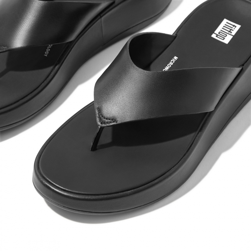 Black Fitflop F-Mode Toe Thongs Women's Thongs | UAE-3861-YNIEV