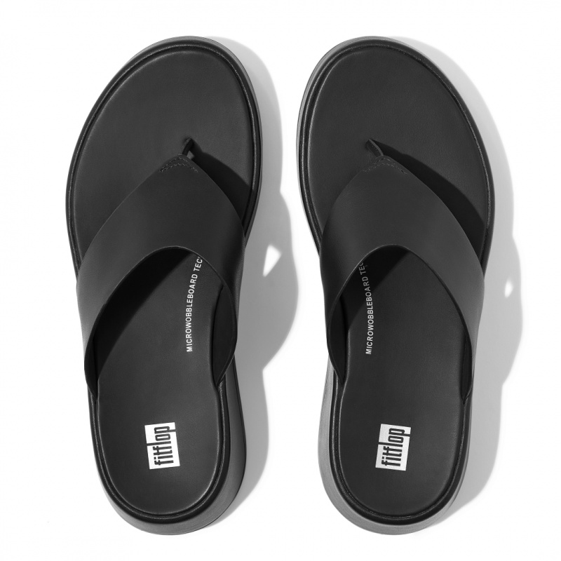 Black Fitflop F-Mode Toe Thongs Women's Thongs | UAE-3861-YNIEV