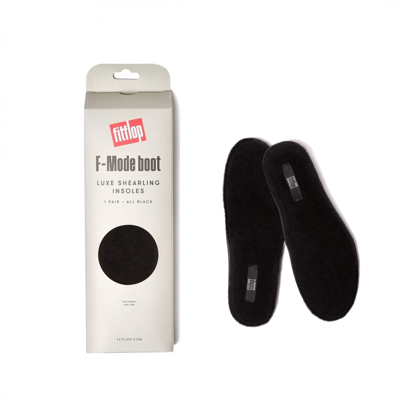 Black Fitflop F Mode Shearling Boots Women's Insoles | UAE-4970-VIQSO