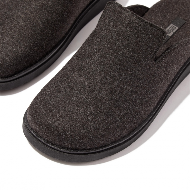 Black Fitflop Gen-Ff Felt Polyester Men's Mules | UAE-4216-DYXOM